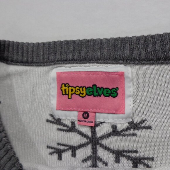 Tipsy Elves Women’s Sequined Snow Day Sweater Ugly Christmas Gray Snowman Size M - Picture 3 of 6